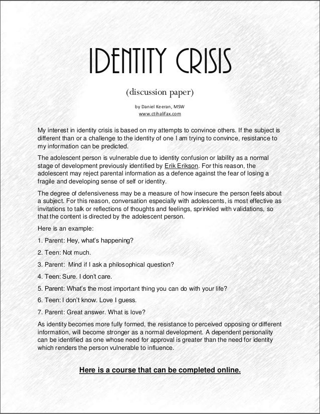 essay on identity crisis