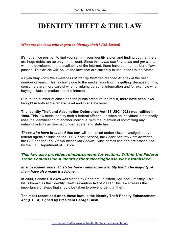 Identity Theft Law