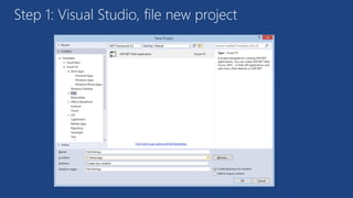 Step 1: Visual Studio, file new project
 