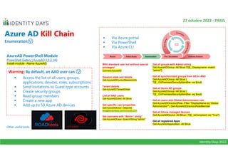 Identity Days 2022
Azure AD Kill Chain
Enumeration😯
27 octobre 2022 - PARIS
AzureAD PowerShell Module
PowerShell Gallery |...