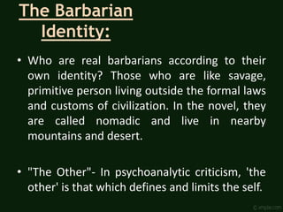 Identity and imperialism in the novel "waiting for the barbarians" by J ...