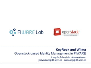 KeyRock and Wilma
Openstack-based Identity Management in FIWARE
Joaquín Salvachúa - Álvaro Alonso
jsalvachua@dit.upm.es - aalonsog@dit.upm.es
 