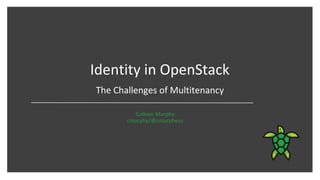 Identity in OpenStack
Colleen Murphy
cmurphy/@cmurpheus
The Challenges of Multitenancy
 