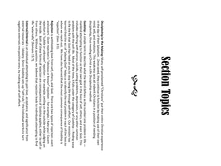 Section Topics 
 
Discipleship in the Making: Many self-proclaimed “Christians” put their entire Christian experience in the day of their Salvation. Once saved, they continue to function by making use of their own mind, will, and emotions. This weakness sets all indwelt Christians in a position of needing discipleship, thus needing a Christ as Life Discipleship method. 
Godship: A simple term to describe what the Word defines as the number one problem in life — mankind attempting to function as their own god in the lives of self, others, and even God. This includes suffering with divorce, suicide, eating problems, depression, or any other common problem with the self-life. Most of the time, it falls under the category of Godship --finding ways to fix the fix that God has fixed on you to stop fixing life through self-effort. Our ministry has learned that the act of “playing God” helps us to identify the real problem in each of the lives to whom we reach out. We have also learned that the most common consequence of Godship is “rejection” (Gen. 3:5). 
Rejectionis withholding love from self, others, and God. There are two types of rejection: overt and covert. Overt rejection is “obvious or known” rejection --for example, I hate you! Covert rejection is “subtle or unknown” rejection --for example, smiling on the outside while judging on the inside. Both of these forms of rejection are consequences of Godship applied, either by self or from others. Without question, we believe that rejection leads to individuals attempting to find life “externally” (Romans 15:7). 
External/Internalis an individual attempting to gain love, acceptance, and significance from external resources --idolatry. Since Godship sets up “self-rule,” the individual works to turn negative externals into positive ones, by making use of self-effort.  