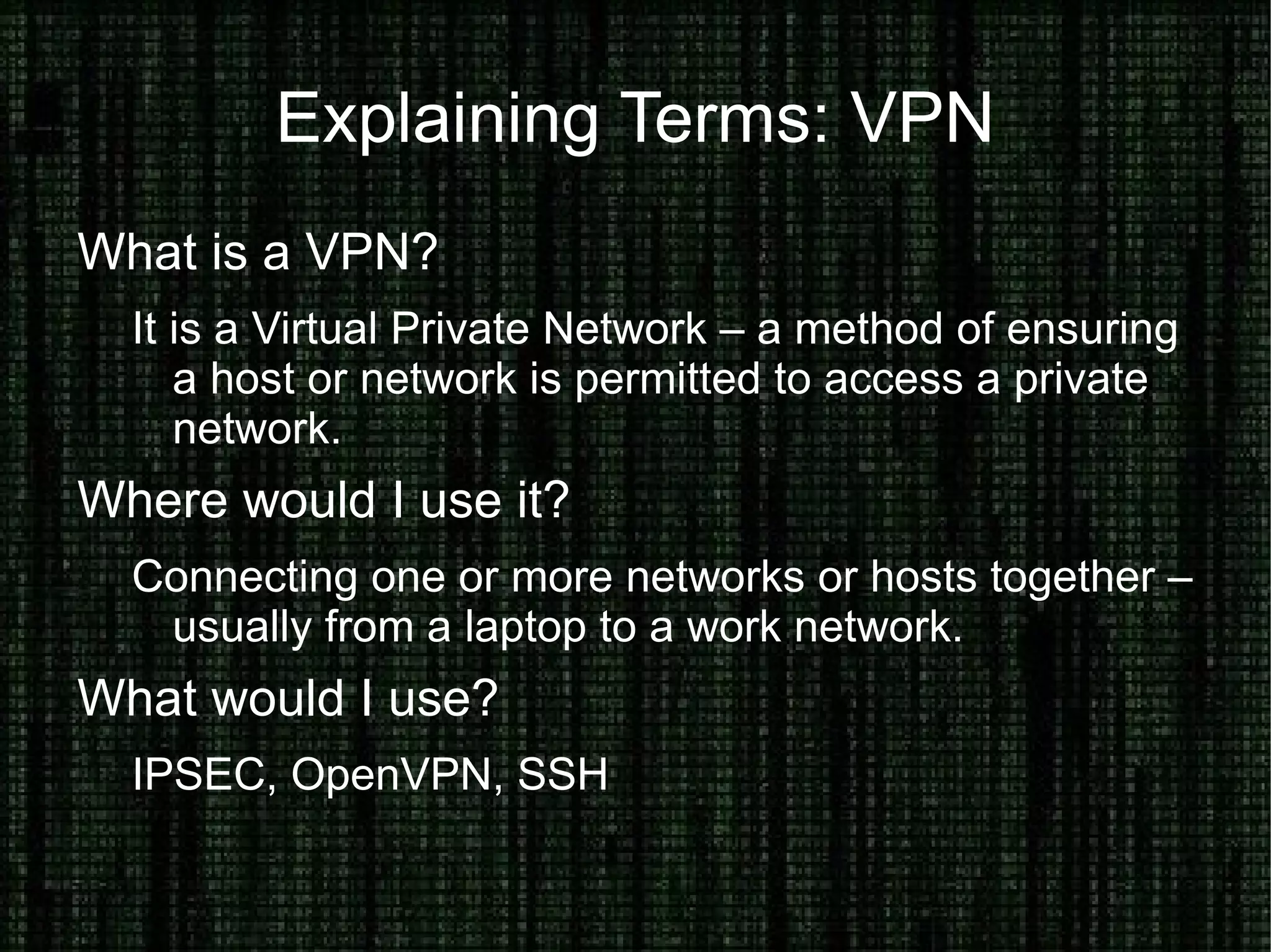 Encrypting data, ensuring no unauthorized person has understood it's contents. 