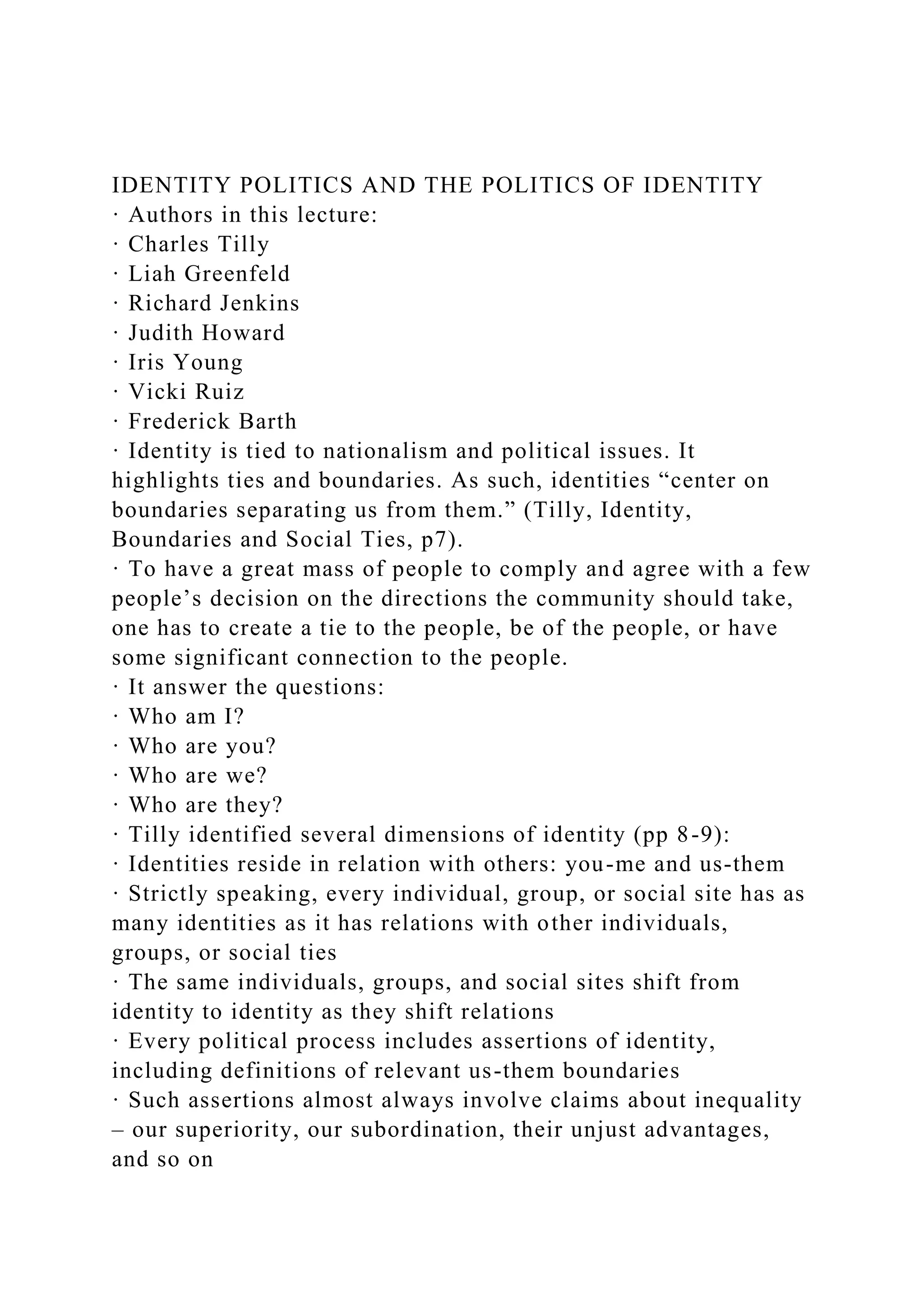 IDENTITY POLITICS AND THE POLITICS OF IDENTITY· Authors in this .docx