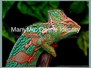 ManyMe: Online Identity ,[object Object],1. http://www.redbubble.com/people/bobbymcleod/art/542670-multiple-personality-disorder 