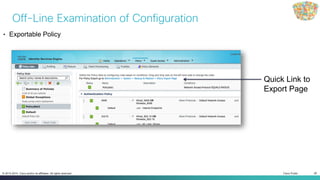 Cisco Public 38© 2013-2014 Cisco and/or its affiliates. All rights reserved.
Off-Line Examination of Configuration
• Exportable Policy
Quick Link to
Export Page
 