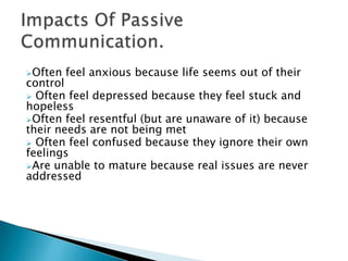  Allow others to deliberately or inadvertently   Infringe on their rights  Fail to express their feelings, needs, or opinions 