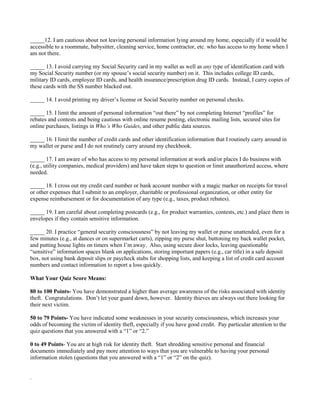 Identity Theft Risk Assessment Quiz 01 15 PDF