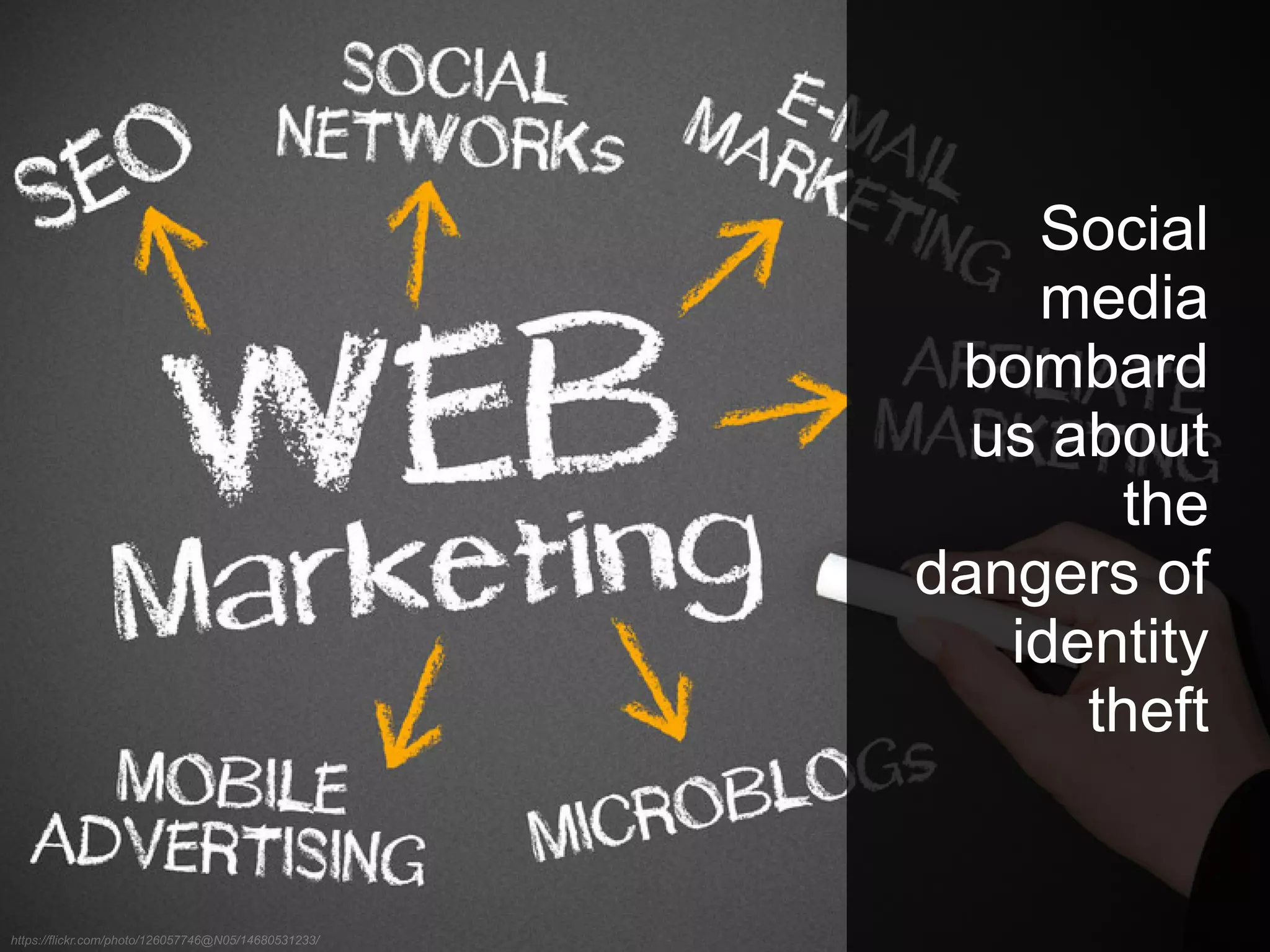 Social
media
bombard
us about
the
dangers of
identity
theft