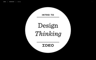 WORKSHOP DEC 2016 1
INTRO TO
Design
Thinking
 