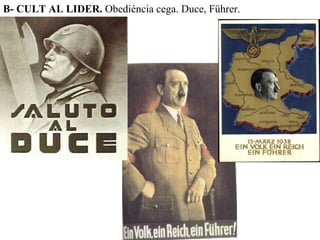 B- CULT AL LIDER. Obediència cega. Duce, Führer.
 