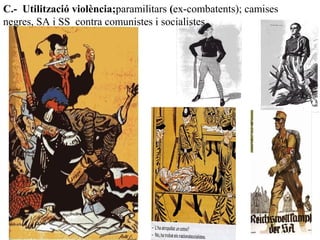 C.-  Utilització violència;paramilitars (ex-combatents); camises
negres, SA i SS contra comunistes i socialistes
 