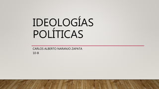 IDEOLOGÍAS
POLÍTICAS
CARLOS ALBERTO NARANJO ZAPATA
10-B
 