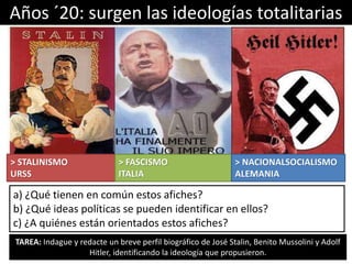 a) ¿Qué tienen en común estos afiches?
b) ¿Qué ideas políticas se pueden identificar en ellos?
c) ¿A quiénes están orienta...