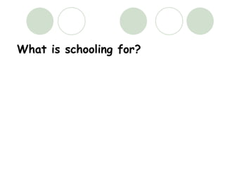 What is schooling for? 