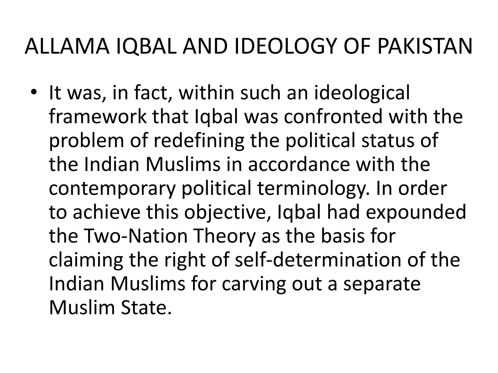 Ideology & creation of pakistan english and urdu | PPTX