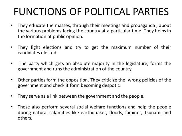 Functions Of Political Parties Chart