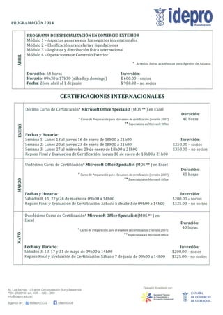IDEPRO - Programación 2014 (Semestre 1)