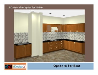 3-D view of an option for Kitchen




                                    Option 2: For Rent
 