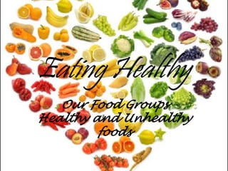 Eating Healthy 
Our Food Groups 
Healthy and Unhealthy 
foods 
 
