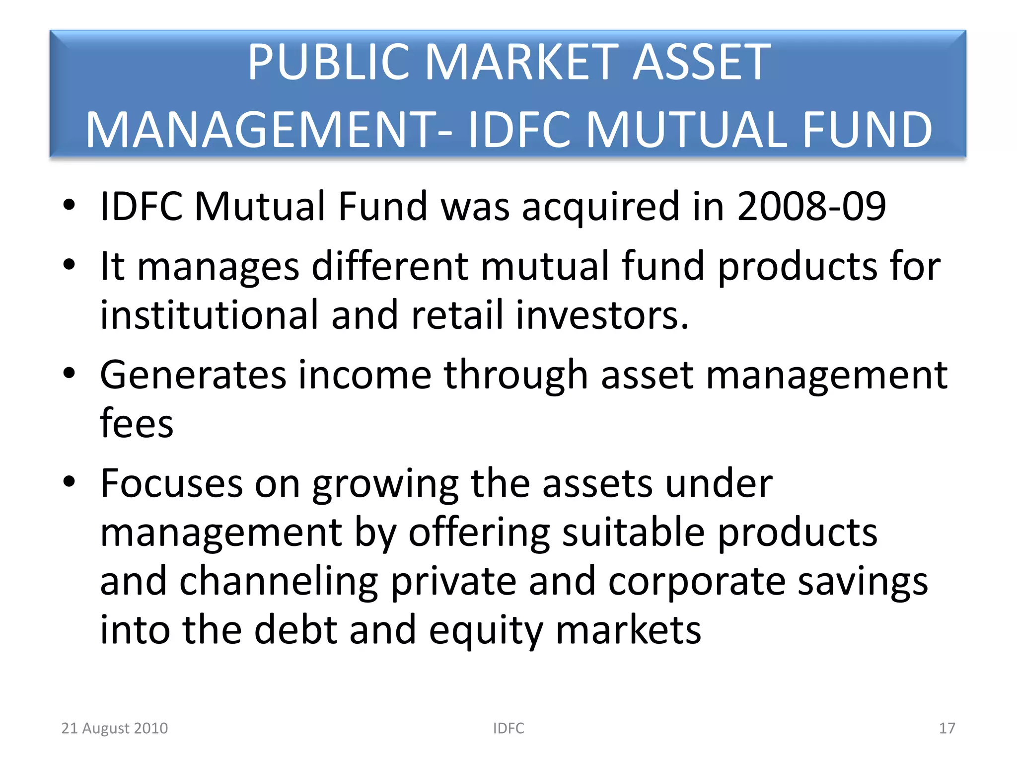 Non-Fund Based Products10IDFC20 August 2010