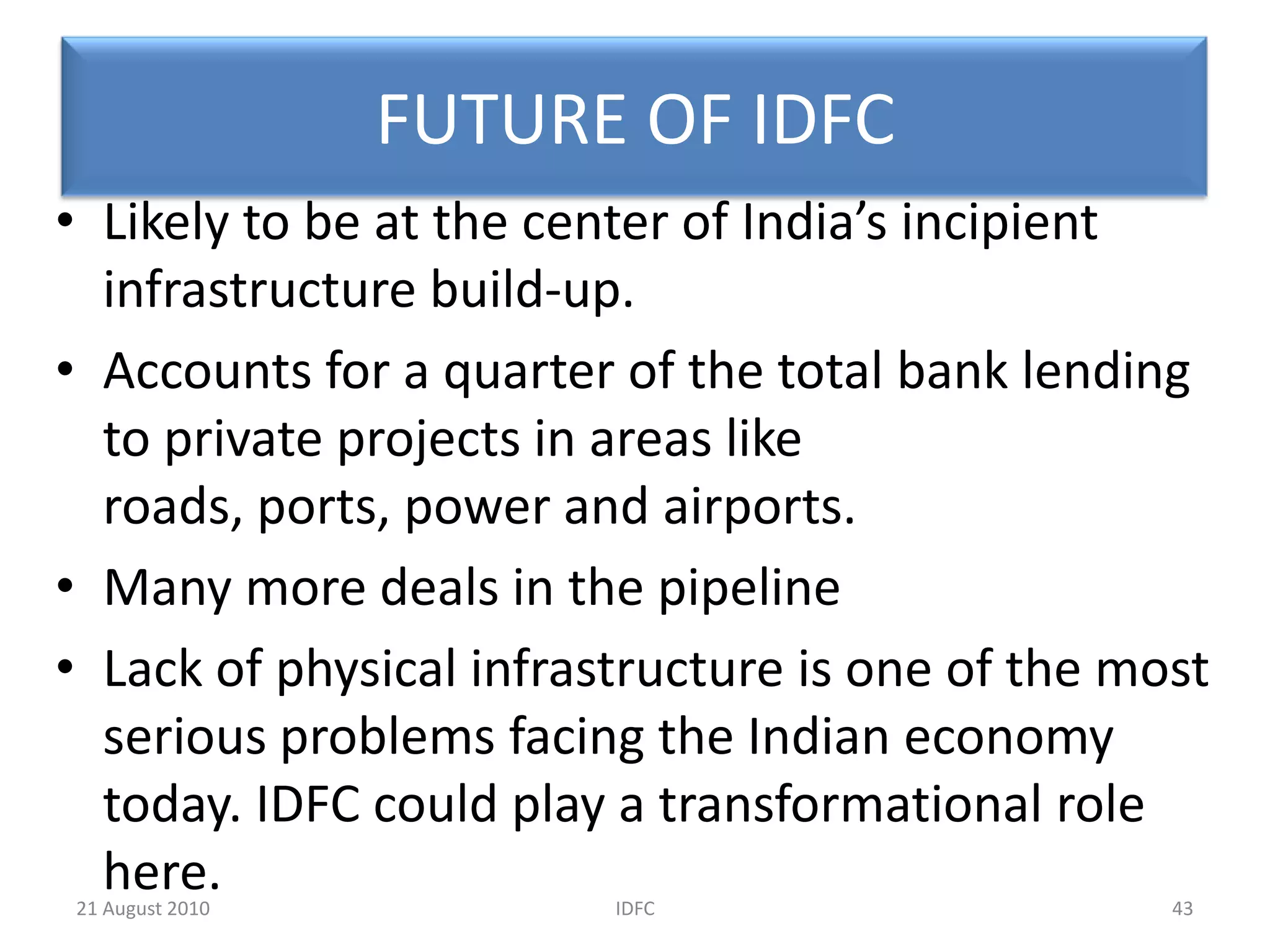 PERFORMANCE OF IDFC20 August 2010IDFC28
