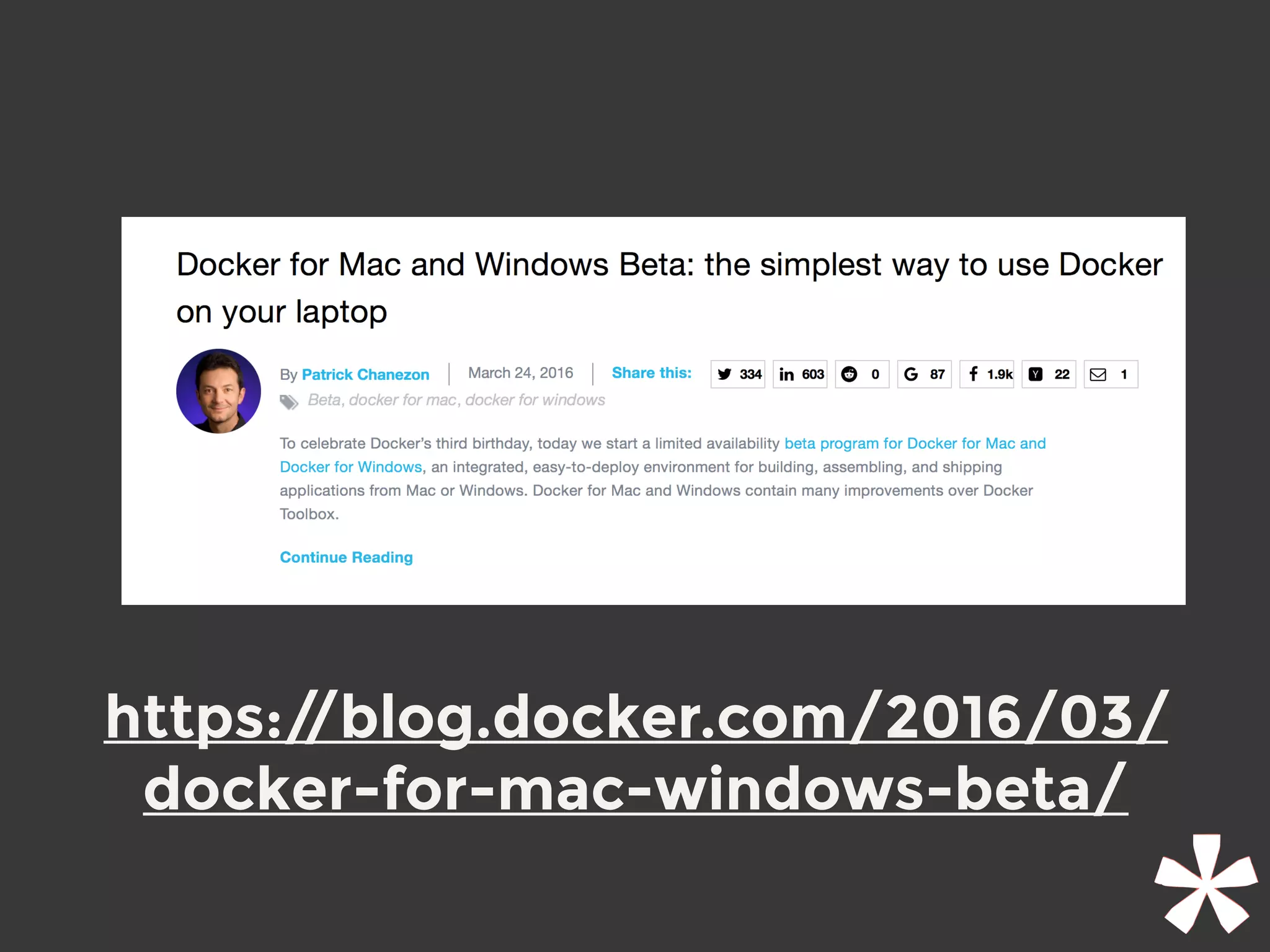 https://blog.docker.com/2016/03/
docker-for-mac-windows-beta/
 