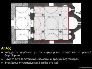 Απλός
 Υπάρχει το τετράγωνο με τον εγγεγραμμένο σταυρό και τα γωνιακά
διαμερίσματα.
 Πάνω σ’ αυτό το τετράγωνο «κολλούν» οι τρεις αψίδες του ιερού.
 Έτσι έχουμε 9 τετράγωνα και 3 αψίδες στο ιερό.
©Πέτρος Φραντζέσκος
 