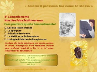 « Amerai il prossimo tuo come te stesso »4° ComandamentoOnora tuo Padre e tua MadreCosa ti chiede questo Comandamento?Ama e rispetta i tuoi genitori e coloro che Dio, per tuo bene, ha rivestito della sua autorità.