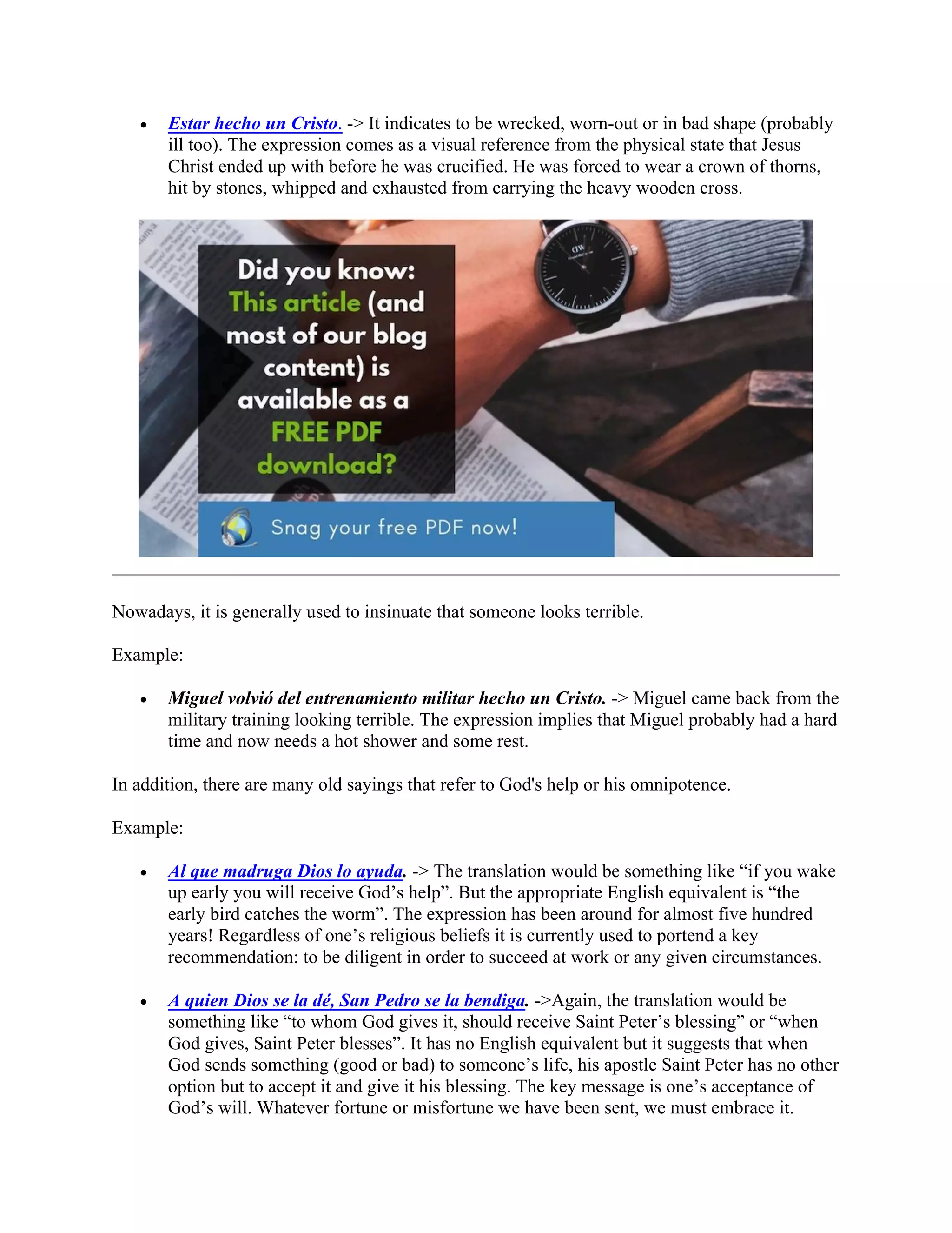 Idiomatic Expressions In Spanish | PDF