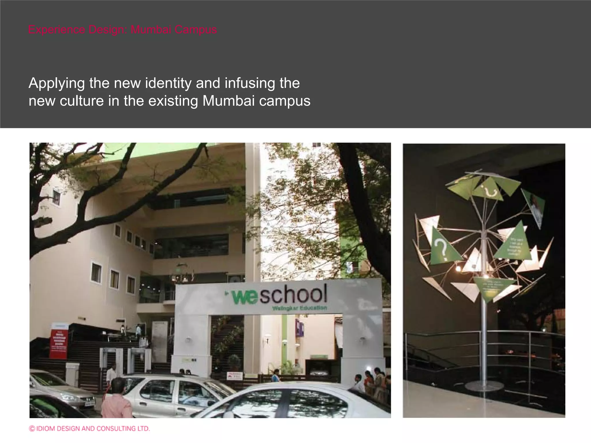 Experience Design: Mumbai Campus



Applying the new identity and infusing the
new culture in the existing Mumbai campus
 