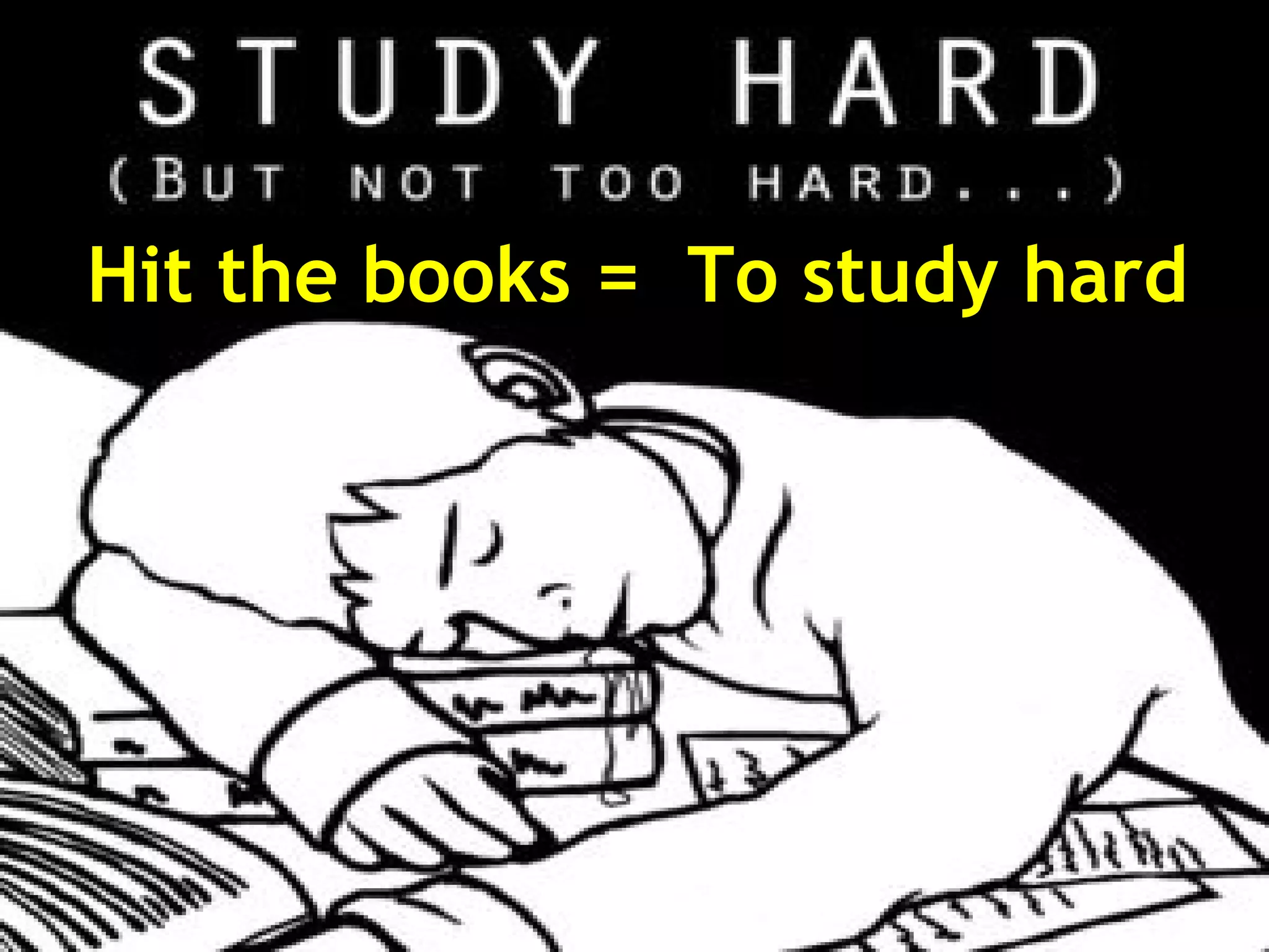 Hit the books = To study hard