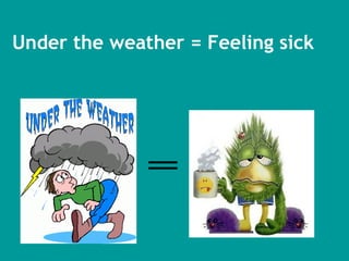 Under the weather = Feeling sick 