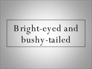 Bright-eyed and bushy-tailed 