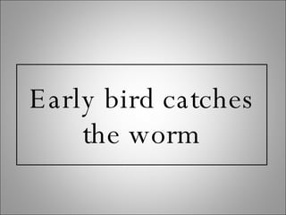 Early bird catches the worm 