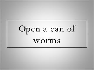 Open a can of worms 