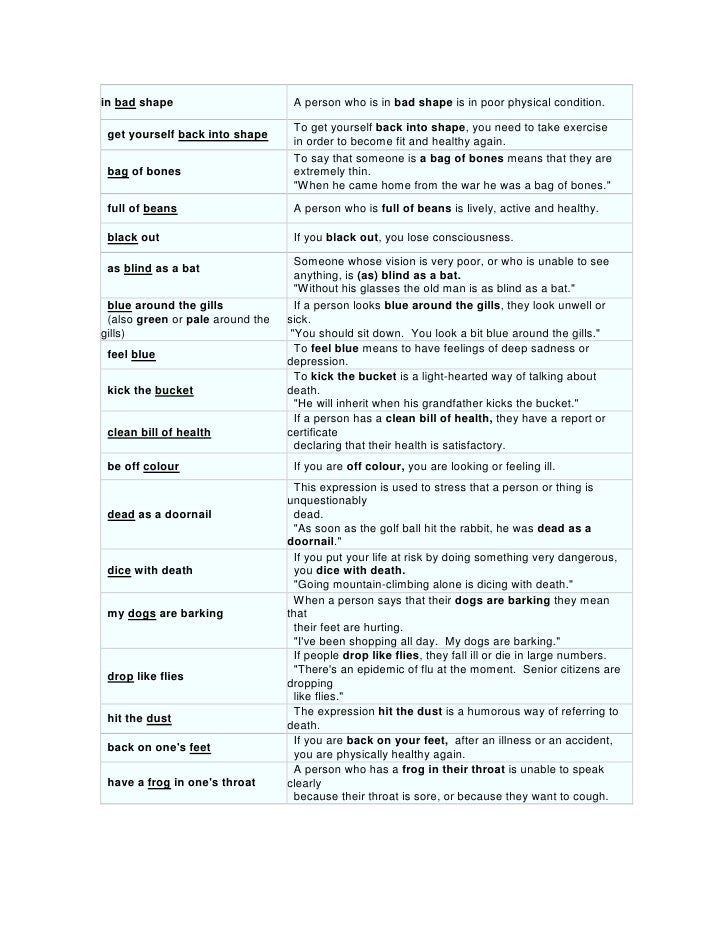 Idioms In Health