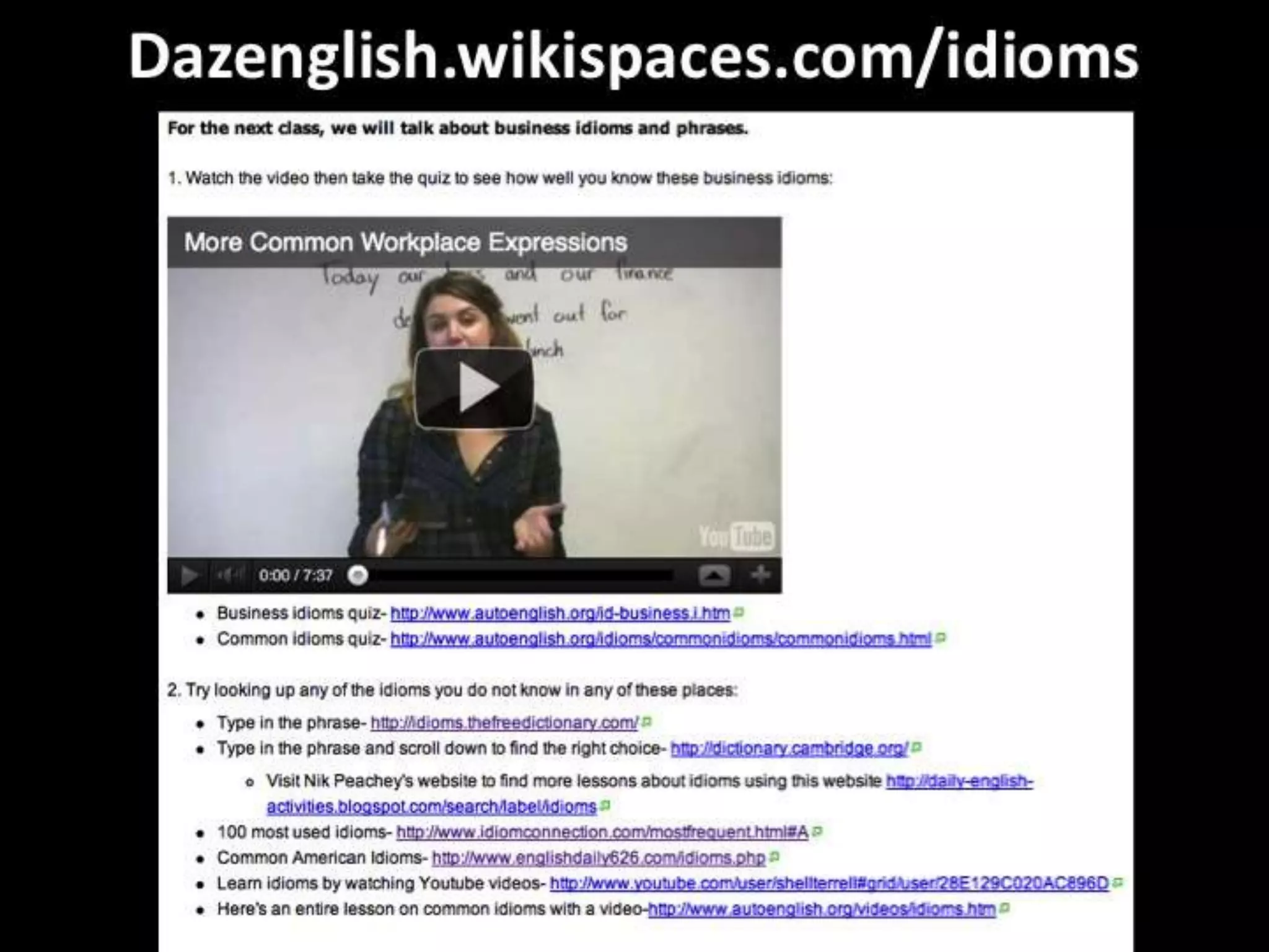 Idioms for Language Learners: Ideas, Tools, & Resources