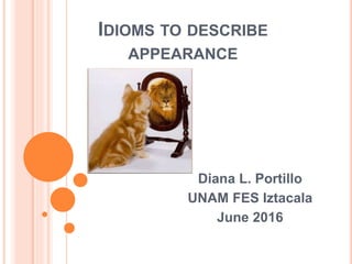 IDIOMS TO DESCRIBE
APPEARANCE
Diana L. Portillo
UNAM FES Iztacala
June 2016
 