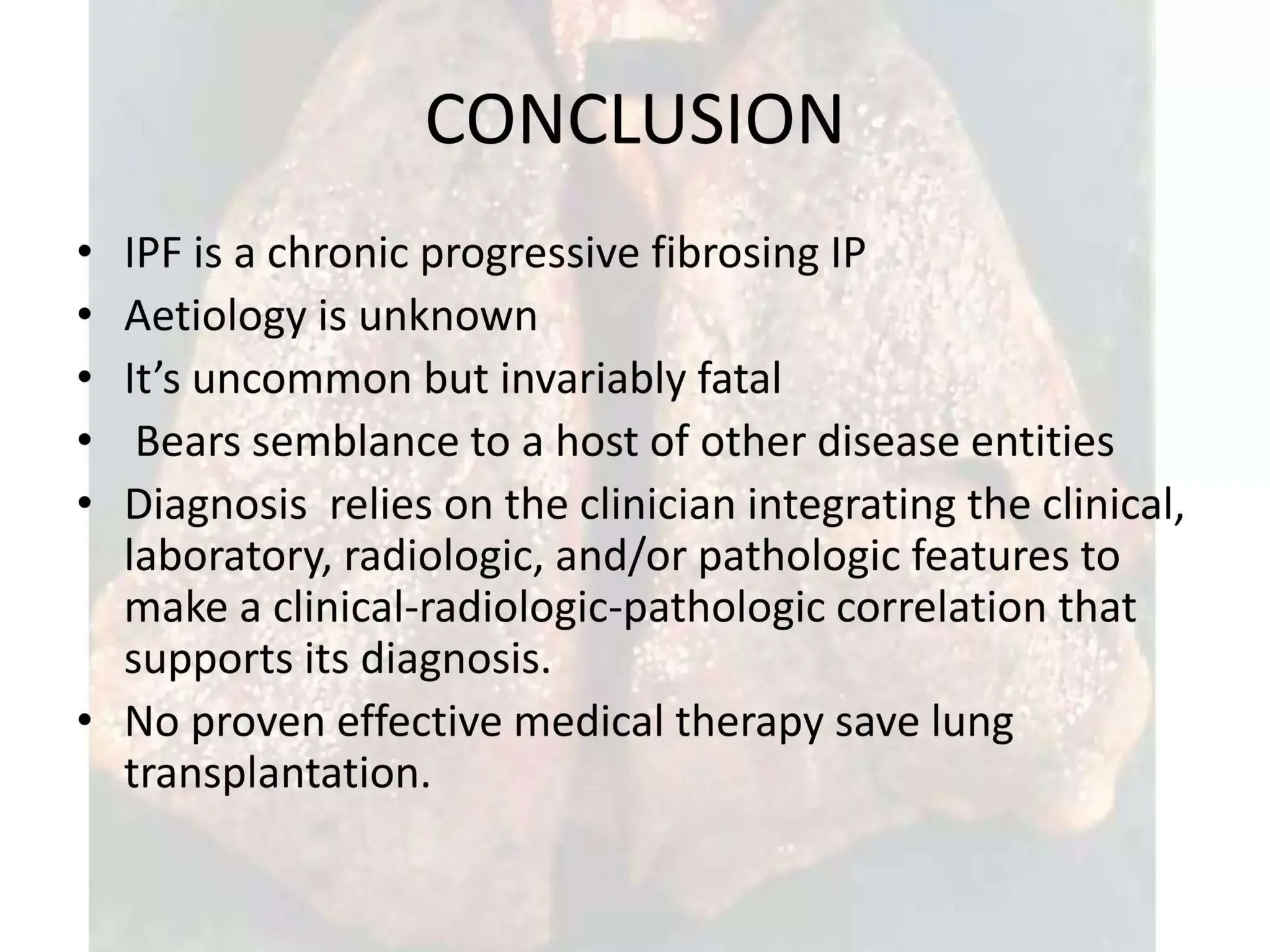 Idiopathic pulmonary fibrosis on lung diseases | PPTX