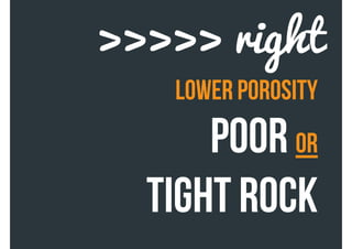 lower porosity
poor or
tight rock
>>>>> right
 