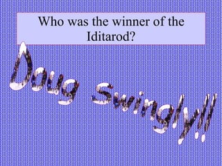 Who was the winner of the Iditarod? Doug Swingly!! 