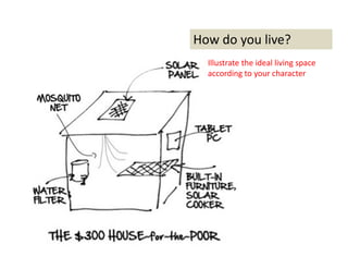 How do you live?
Illustrate the ideal living space
according to your character
 