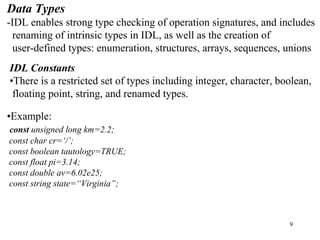 nterface Definition Language (IDL) in middleware technologies. | PDF