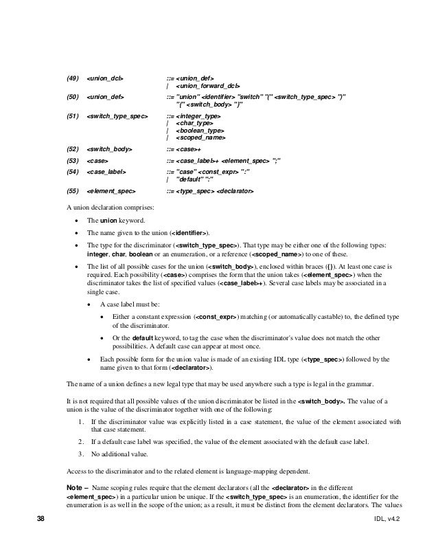 Interface Definition Language (IDL) version 4.2