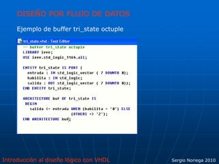 Introducción al diseño lógico con VHDL Sergio Noriega 2010
DISEÑO POR FLUJO DE DATOS
Ejemplo de buffer tri_state octuple
 