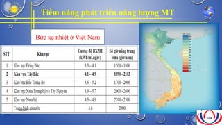 Tiềm năng phát triển năng lượng MT
Bức xạ nhiệt ở Việt Nam
NHÓM 7 27
 