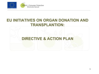 EU INITIATIVES ON ORGAN DONATION AND TRANSPLANTION : DIRECTIVE & ACTION PLAN 